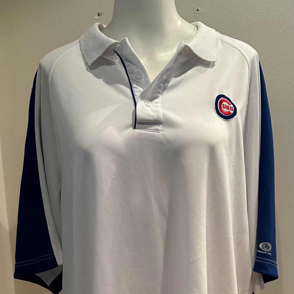 White Mens Size L True Fan Chicago Cubs Polo Shirt